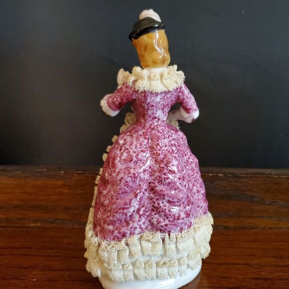 Ruffled Lace Petticoat Porcelain Ceramic Victorian Lady Figurine - Picture 3 of 11
